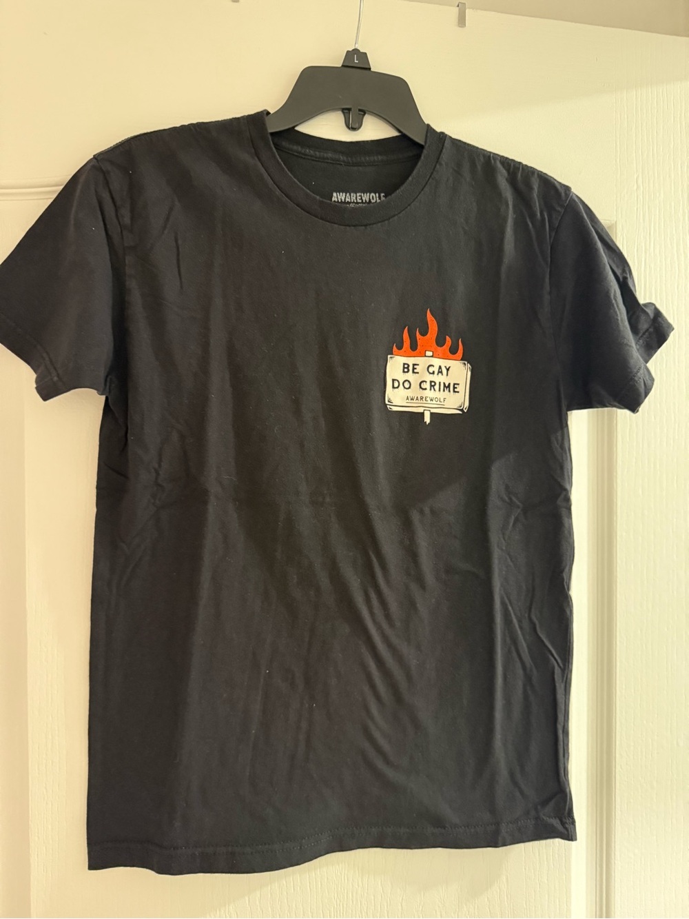 Awarewolf Black 'Be Gay Do Crime' Graphic T-Shirt